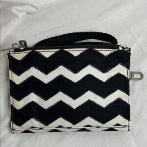 Thirty-One Black and White Chevron Wristlet
